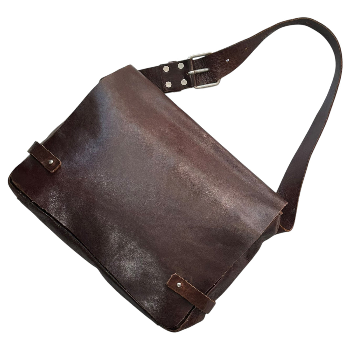 Y's Leather Flap Waist Pouch Brown