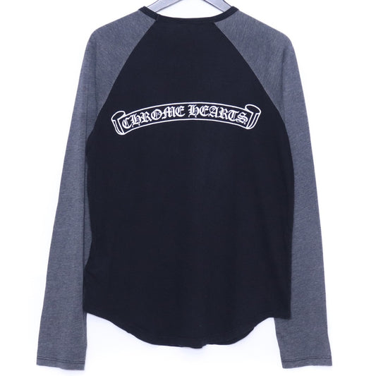CHROME HEARTS Old Scroll Logo Raglan Long Sleeve T-Shirt Black Size S