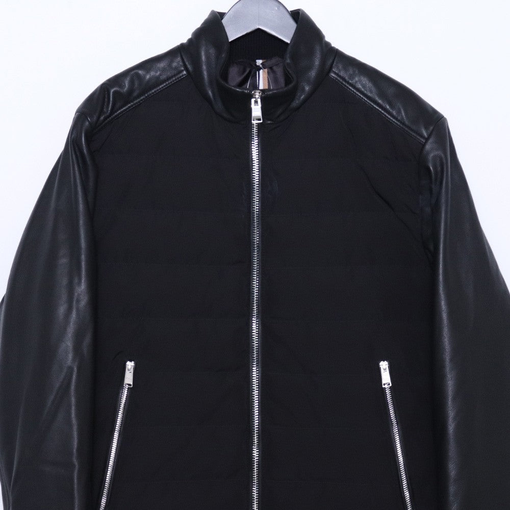 HUGO BOSS Hybrid Quilted Leather Down Jacket Black Size 48