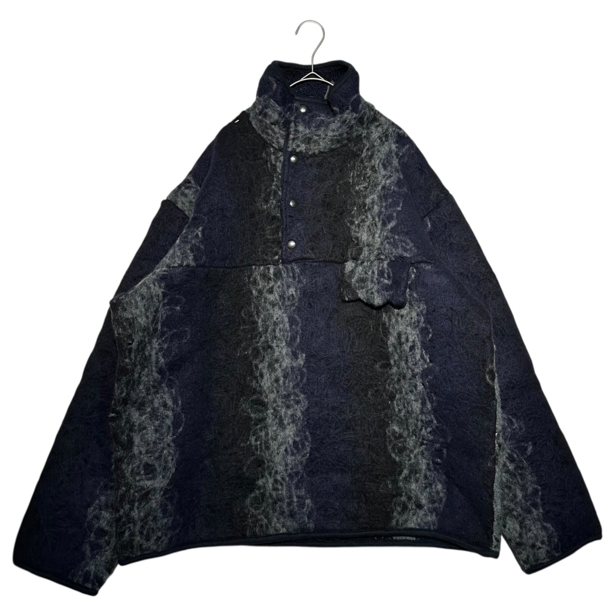 VITELLI Button-up Pullover Wool Hoodie Navy/Gray Size 2