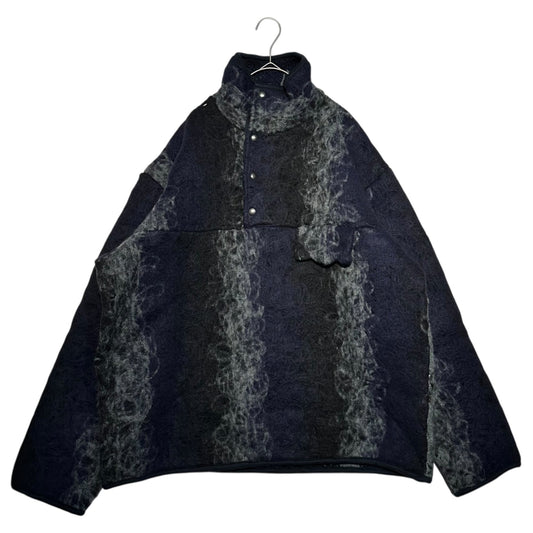 VITELLI Button-up Pullover Wool Hoodie Navy/Gray Size 2