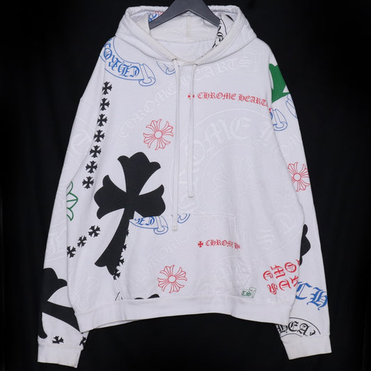 CHROME HEARTS Stencil Print Hoodie White Size L