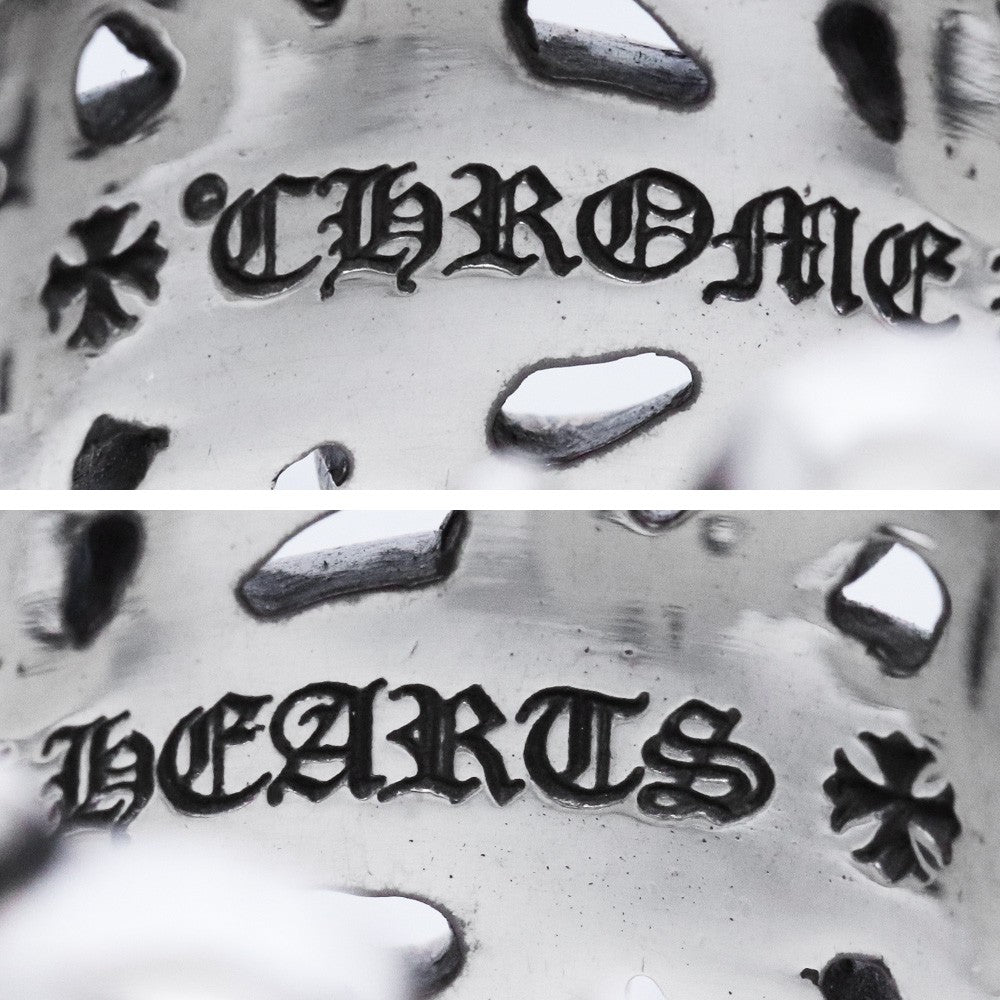 CHROME HEARTS DBL FLRL CRS Double Ring Silver Size JP 27