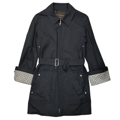 LOUIS VUITTON Monogram Zip Coated Macintosh Coat Size 34