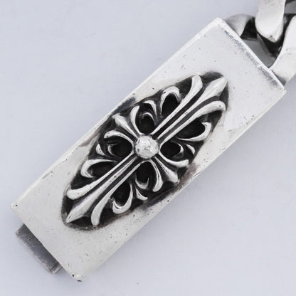 CHROME HEARTS Floral Cross ID Bracelet Silver Size ONE SIZE