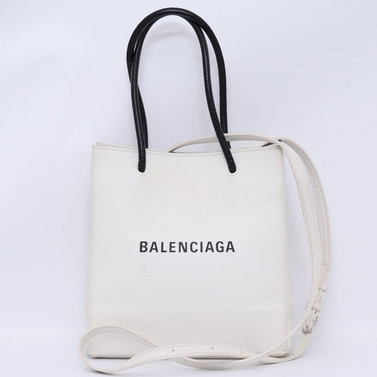 BALENCIAGA Shopping Tote 2-Way Bag White Size XXS