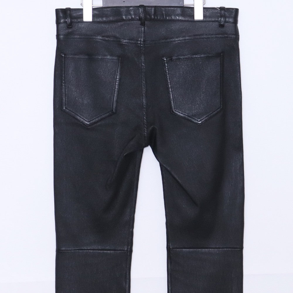 SAINT LAURENT Lamb Leather Skinny Pants Black Size 46