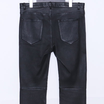 SAINT LAURENT Lamb Leather Skinny Pants Black Size 46