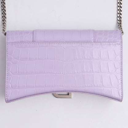 BALENCIAGA Hourglass Chain Wallet Purple Croc Emb. Bag Size F