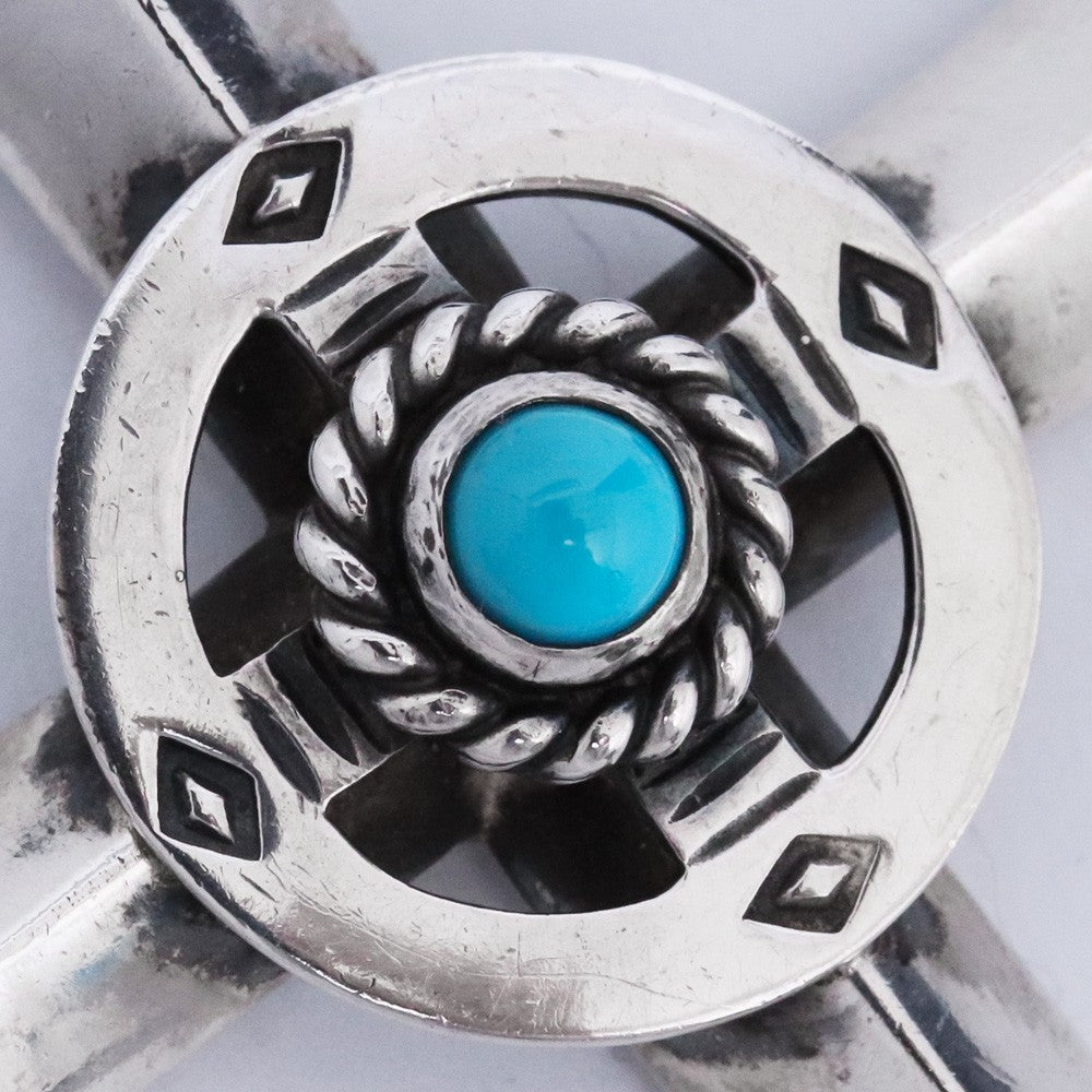 TARO WASHIMI Silver Turquoise Wheel Cross Pendant Size F