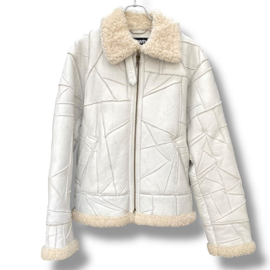 SUPREME 18AW Patchwork B-3 Shearling Jacket White Size M
