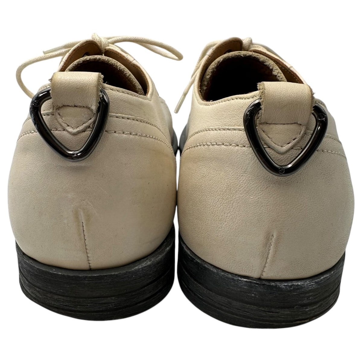McQ Old 6-Hole Plain-Toe Leather Shoes Ivory Size EU 42