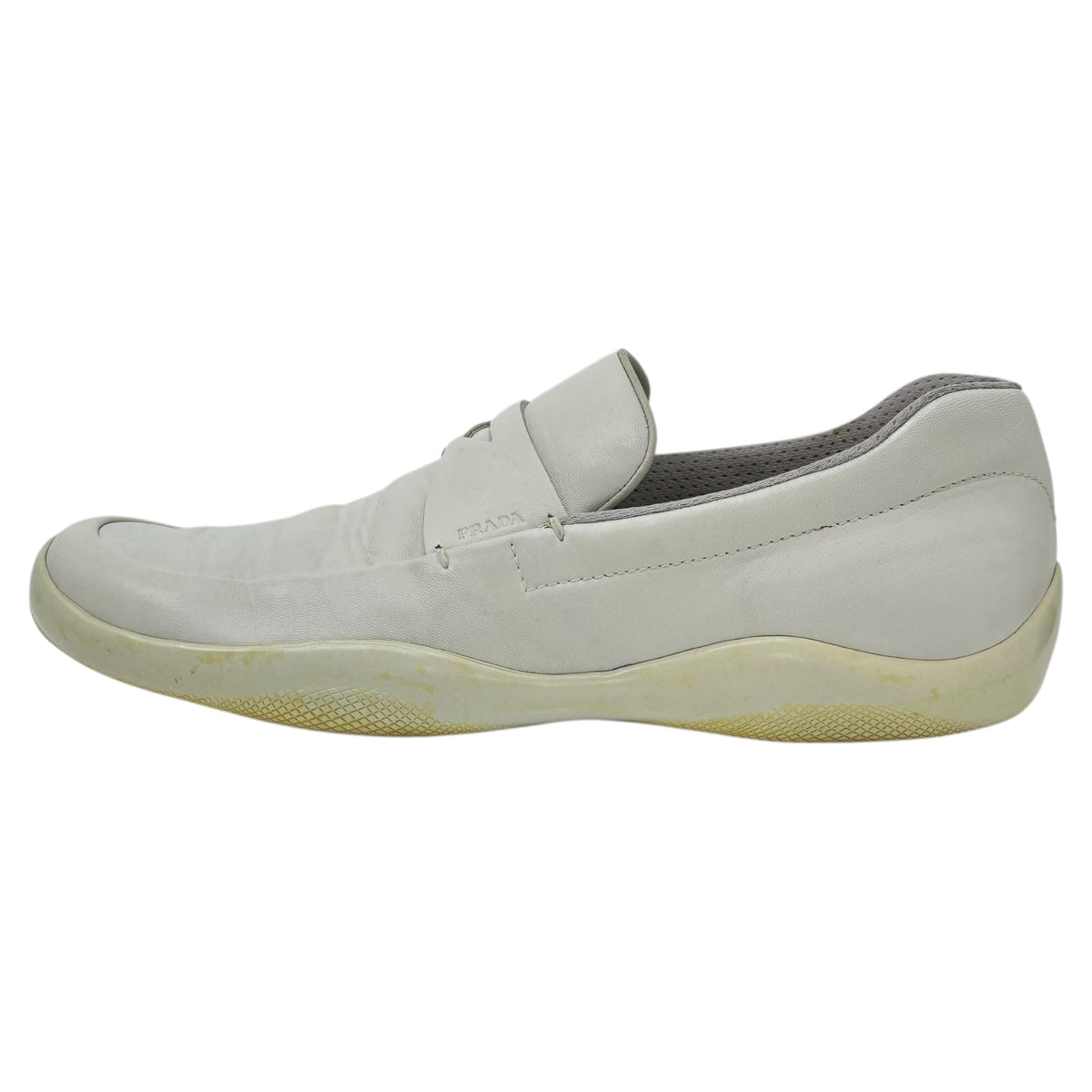 PRADA SPORT 00s America's Cup Leather Loafers White Sneakers Size 8
