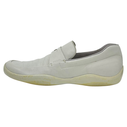PRADA SPORT 00s America's Cup Leather Loafers White Sneakers Size 8