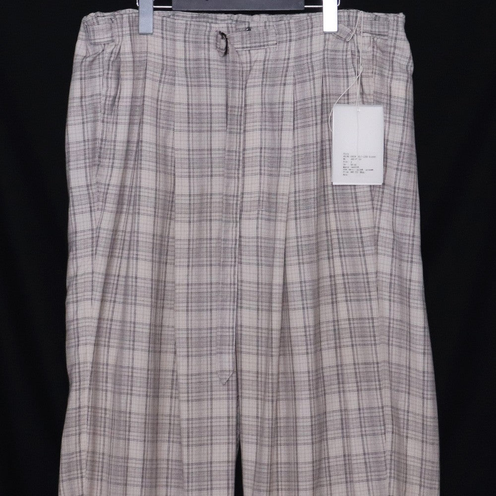 ANCELLM 26SS Aging Check Belt-Less Slacks Beige Size 2