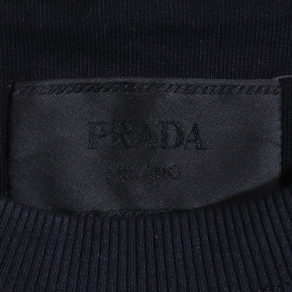PRADA 23AW Triangle Logo Cotton Sweatshirt Black Size M