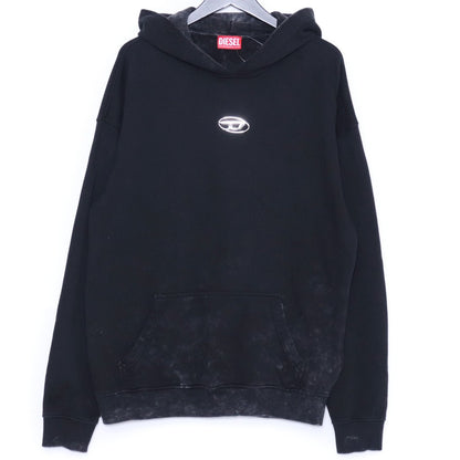 DIESEL 25AW Distressed Metal Oval D Hoodie Black Size M
