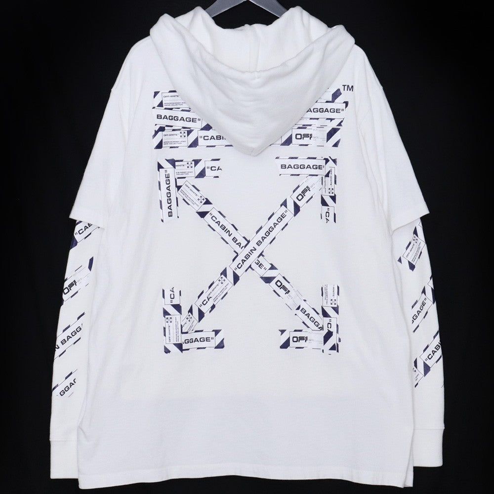 OFF-WHITE Airport Tape Layered Hoodie White Size M
