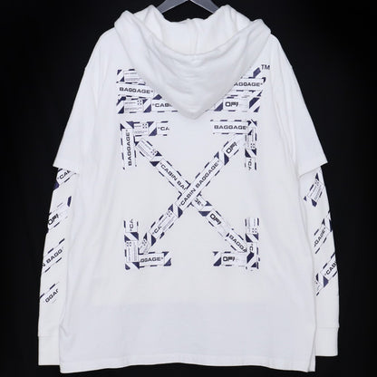 OFF-WHITE Airport Tape Layered Hoodie White Size M