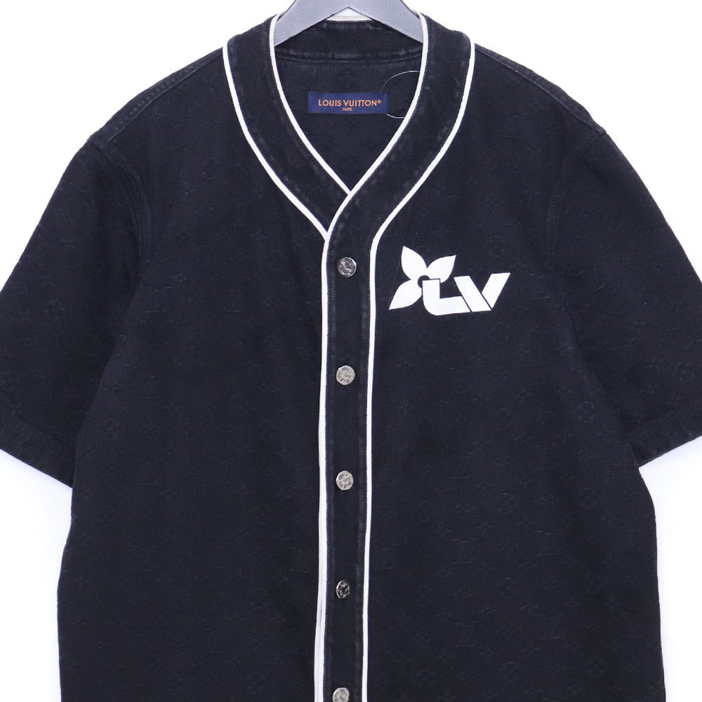LOUIS VUITTON 23AW Monogram Denim Short Shirt Black Size L