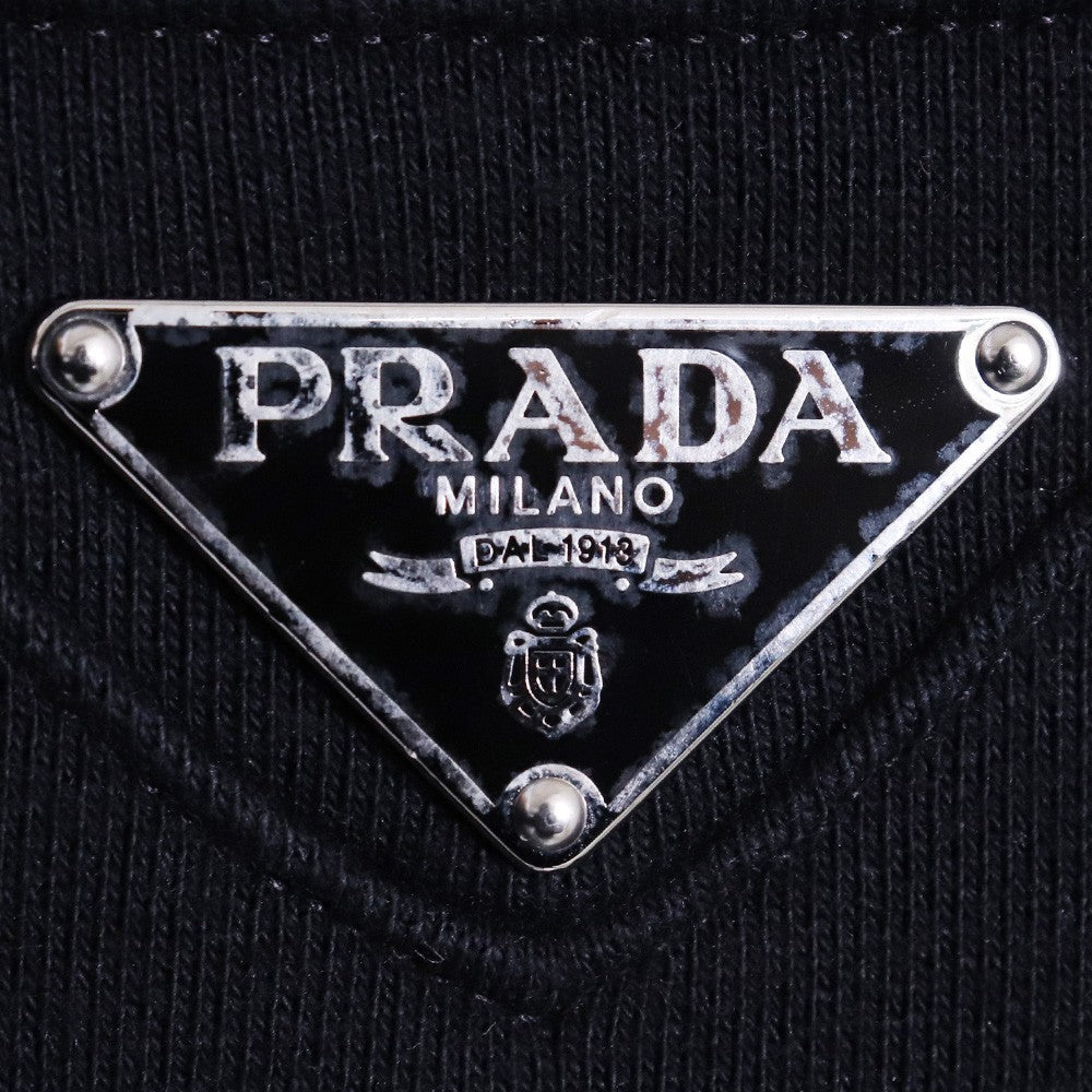 PRADA 23AW Triangle Logo Cotton Sweatshirt Black Size M