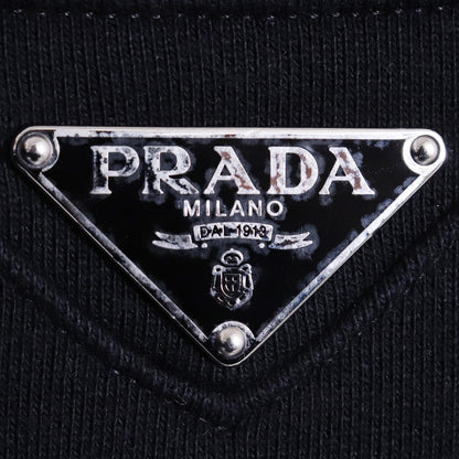 PRADA 23AW Triangle Logo Cotton Sweatshirt Black Size M
