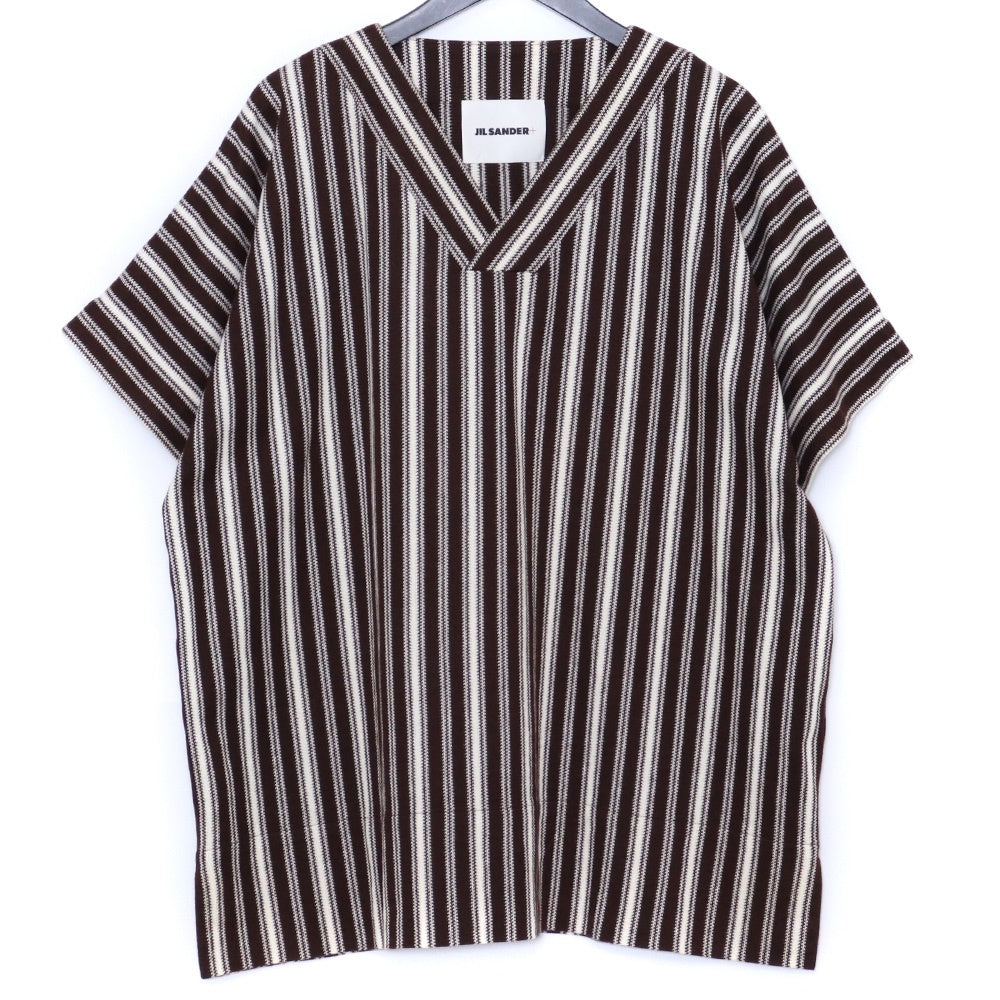 JIL SANDER+ Striped Short Sleeve T-Shirt Brown Size M
