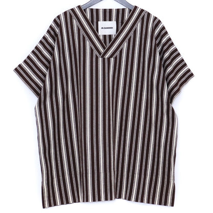 JIL SANDER+ Striped Short Sleeve T-Shirt Brown Size M