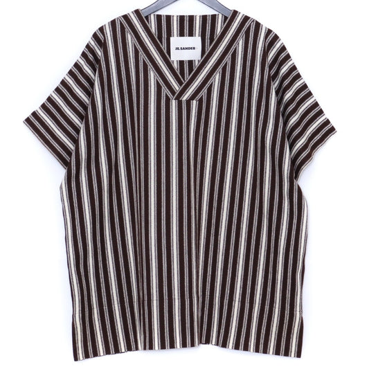 JIL SANDER+ Striped Short Sleeve T-Shirt Brown Size M