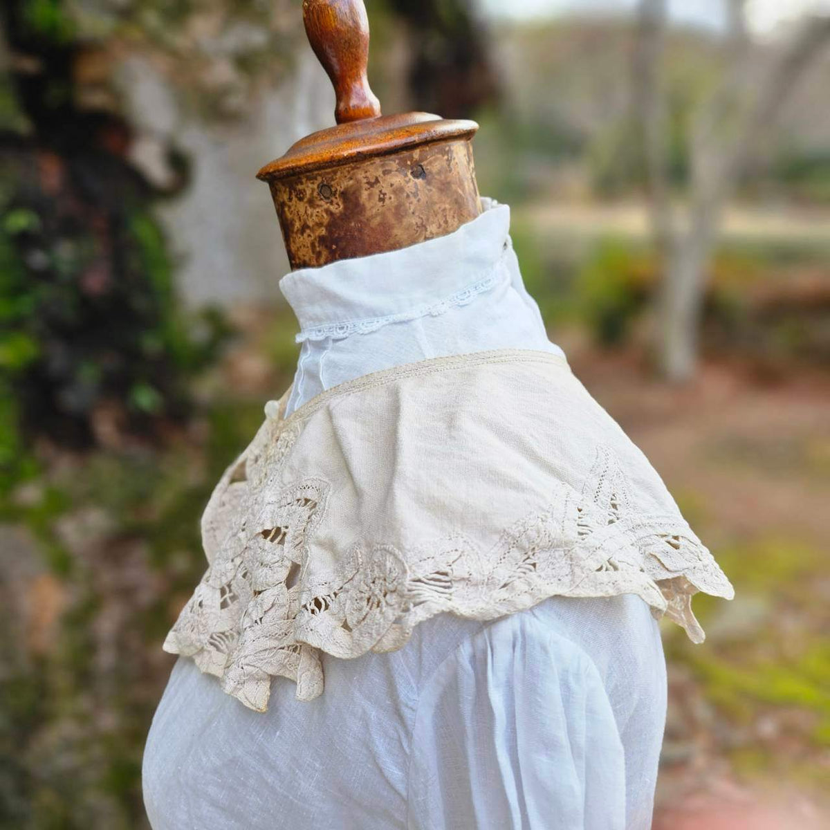 Euro vintage Cotton Linen Collar Beige