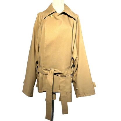 Blanc YM Wide Short Trench Wool Coat Brown Size S