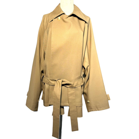Blanc YM Wide Short Trench Wool Coat Brown Size S