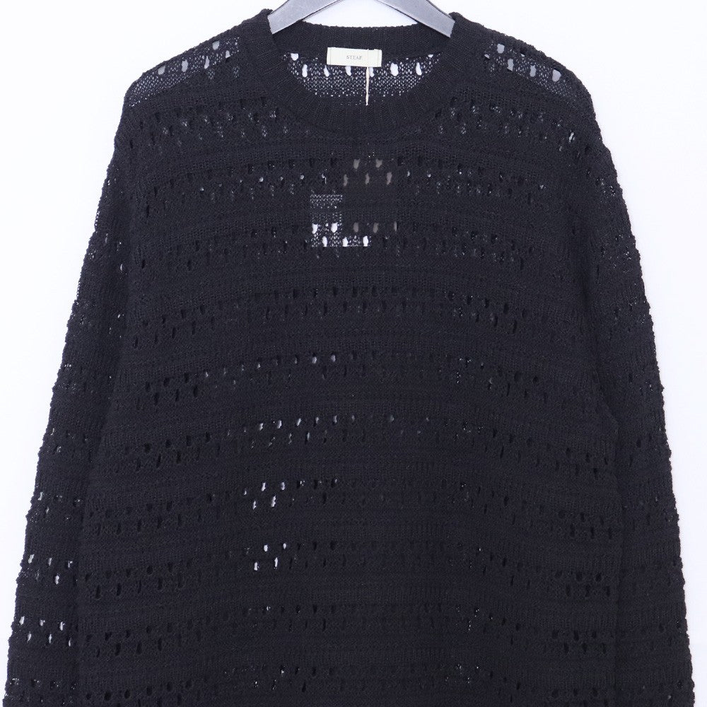 STEAF 26SS Hod Carrier Mesh Crewneck Sweater Black Size L