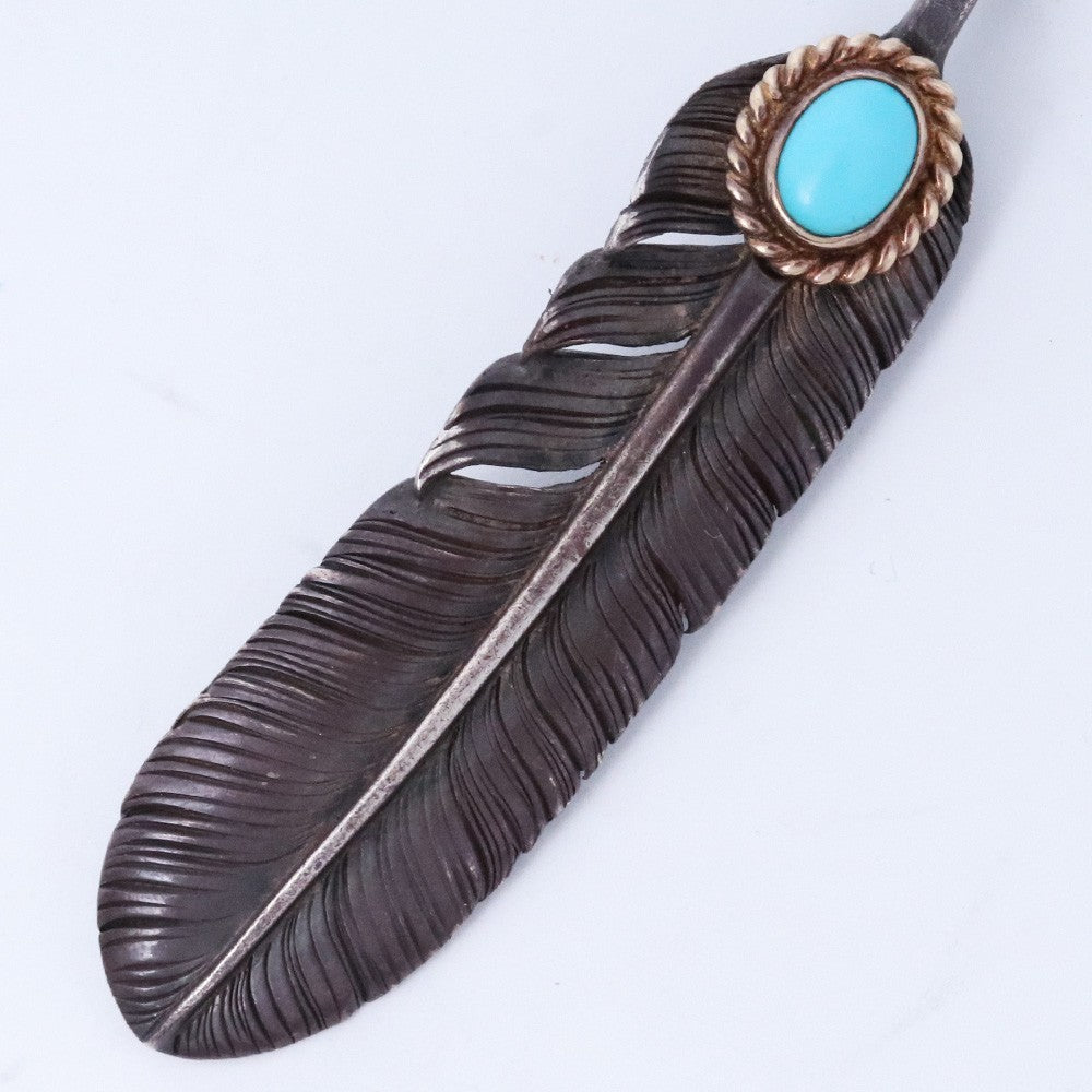 TARO WASHIMI Gold Rope Turquoise Pendant Silver Size L