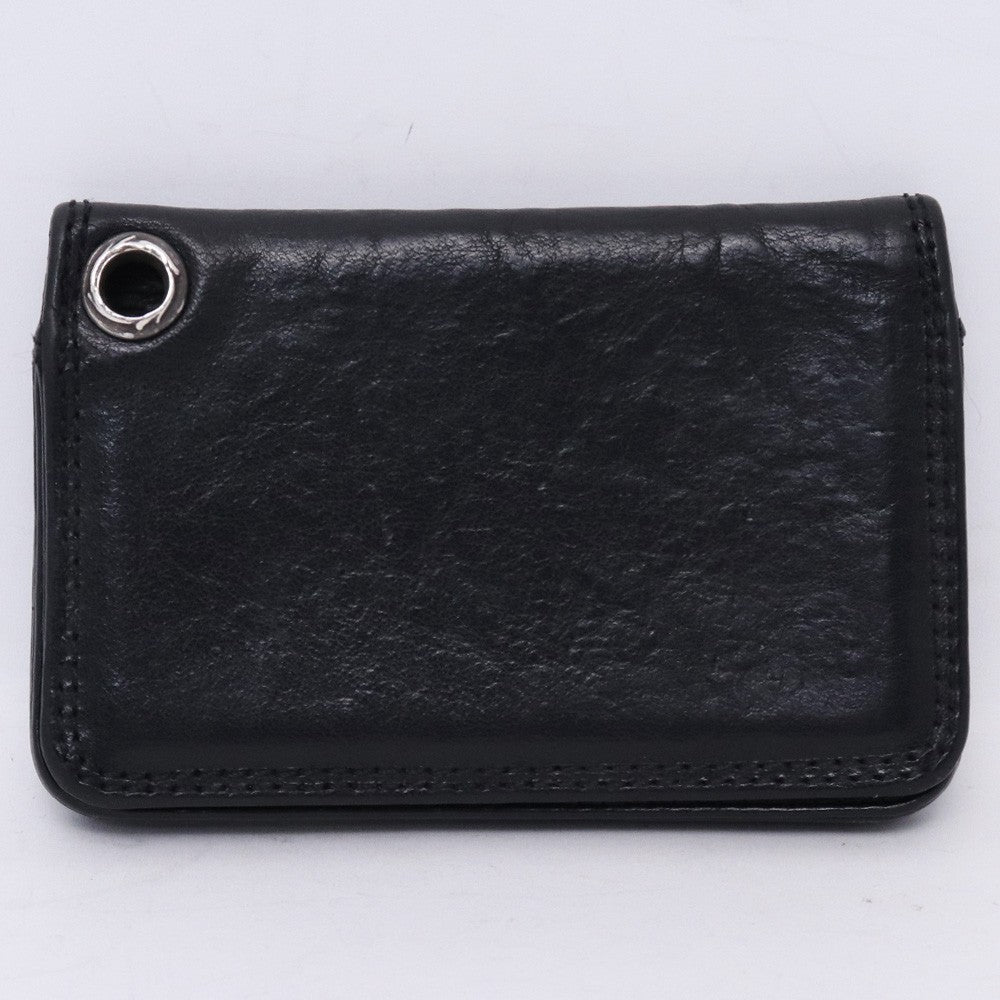 CHROME HEARTS Grommet Leather Card Holder Black Card Case Size F