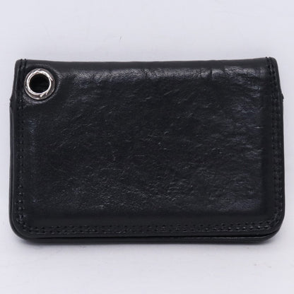 CHROME HEARTS Grommet Leather Card Holder Black Card Case Size F