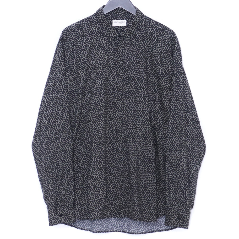 Saint Laurent Paris 19SS Black Heart Print Button-Up Size 43