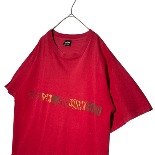 STUSSY 80s Vintage Rasta Print T-Shirt Red Size L