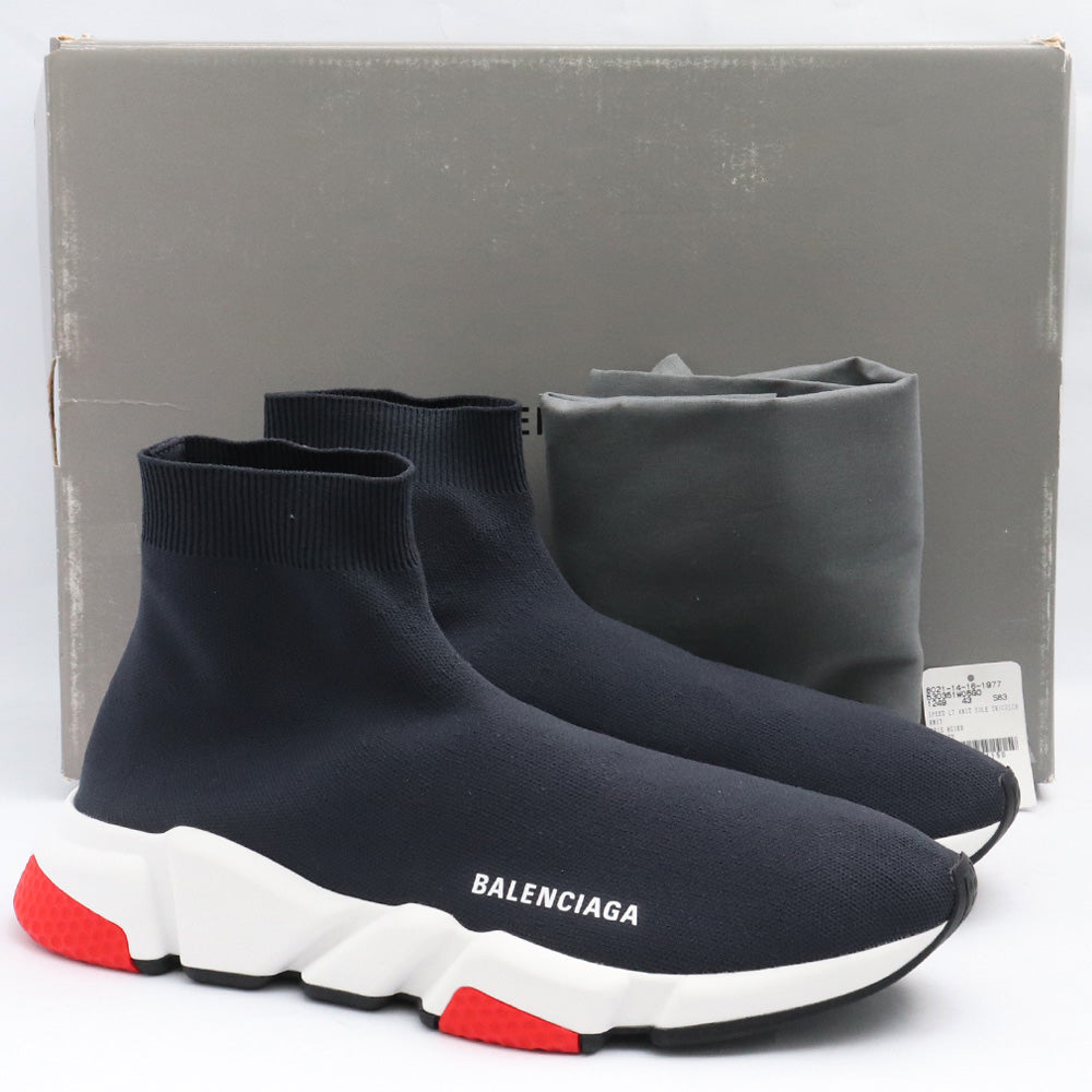 Balenciaga SPEED TRAINER Black Red Sneakers Size EU 43