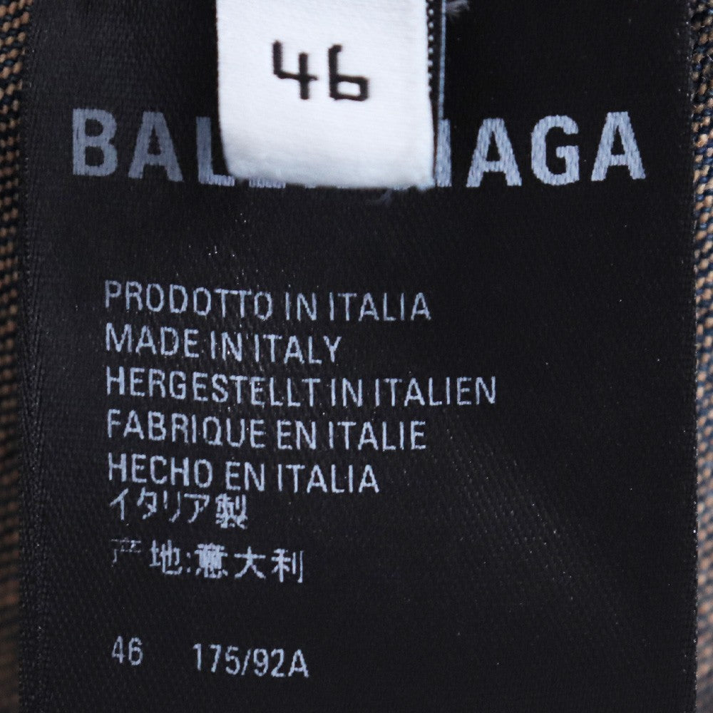 BALENCIAGA 2020 Navy Wool & Denim Blazer Jacket Size 46