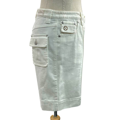 LOUIS VUITTON Monogram Embroidered Denim Shorts Size 38