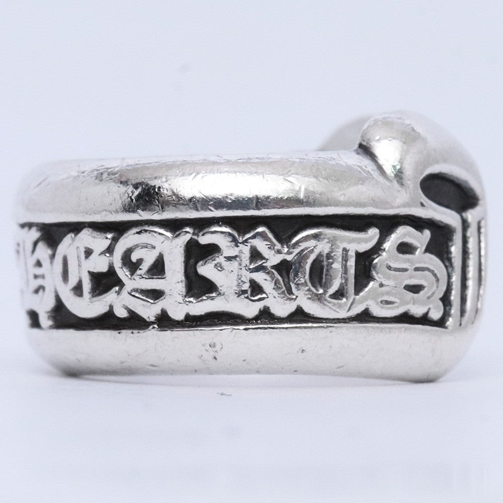 Chrome Hearts Small Scroll Label Ring Silver Size JP 4.5