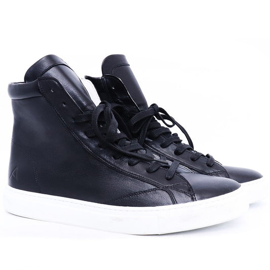 AMB KIPS Leather Side Zip High-Top Sneakers Black Size EU 40