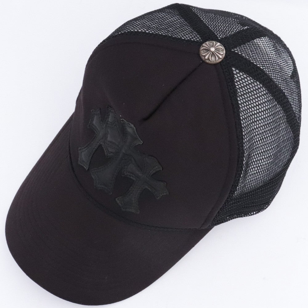CHROME HEARTS Cemetery Cross Patch Trucker Cap Black Size F