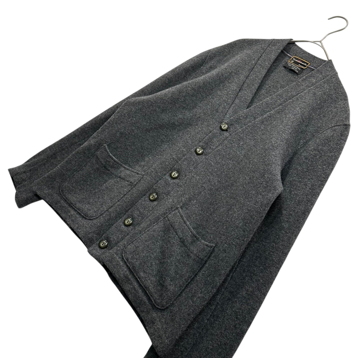 TOWNCRAFT 60's-70's Vintage Wool Cardigan Gray Size 36