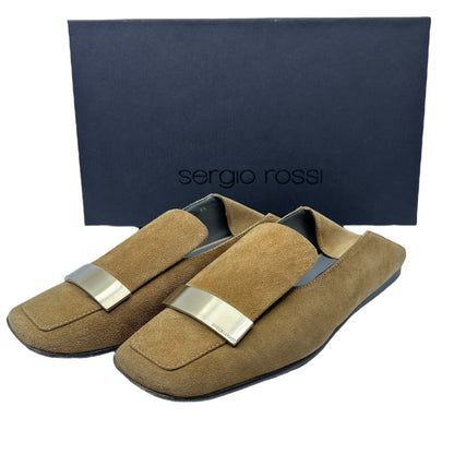 Sergio Rossi 23SS Metal Plate Loafers Beige Size 5 1/2