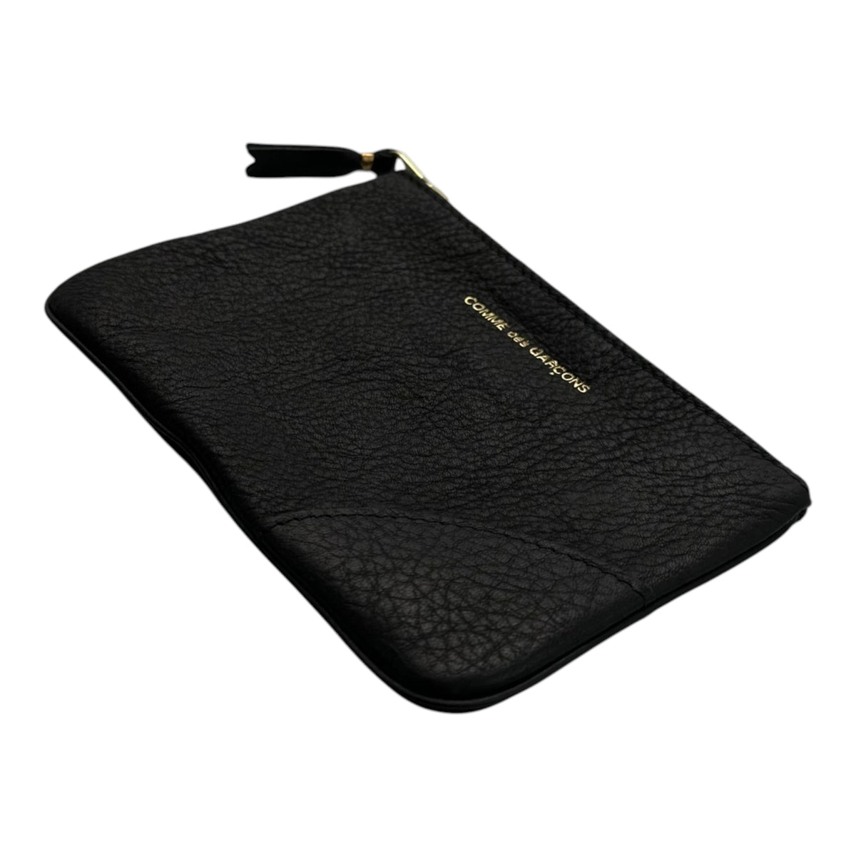 COMME des GARCONS Washed Leather Zip Wallet Black Size FREE