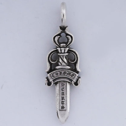 CHROME HEARTS Double Dagger Pendant Necklace Silver Size F