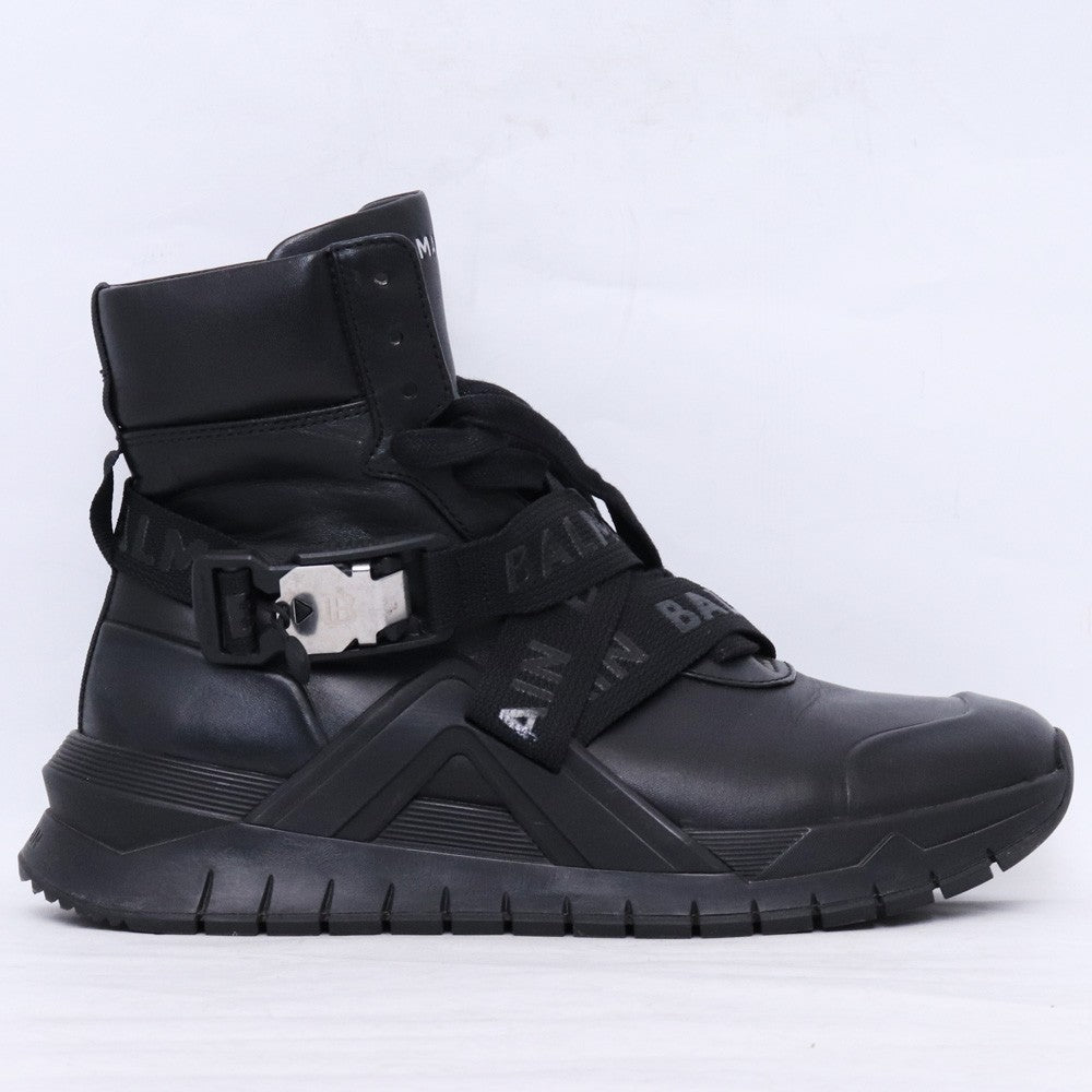 BALMAIN B-Troop Leather High-Top Sneakers Black Size EU 42