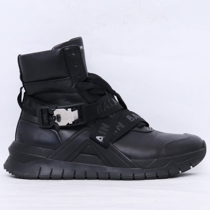 BALMAIN B-Troop Leather High-Top Sneakers Black Size EU 42